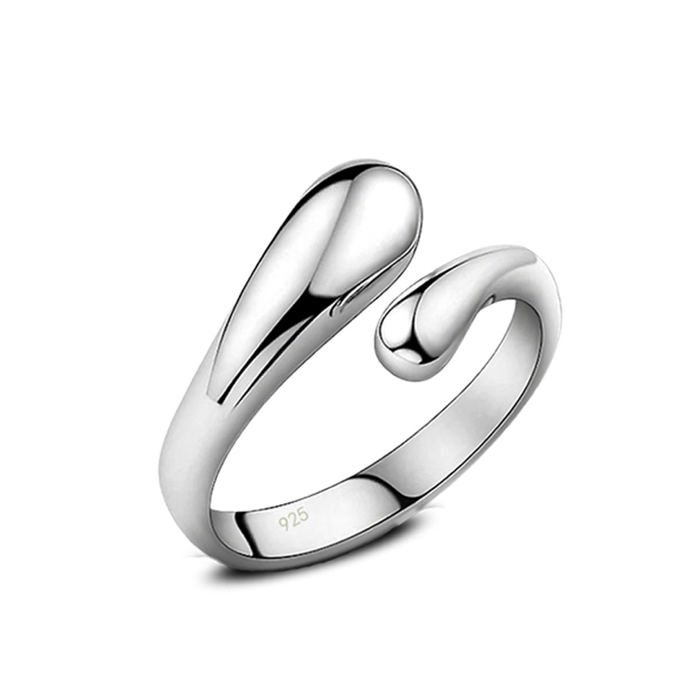 

925 Sterling Silver Ring Water Drop 18k Gold Ring Fashion Women Men Gift Silver Jewelry Finger Rings
