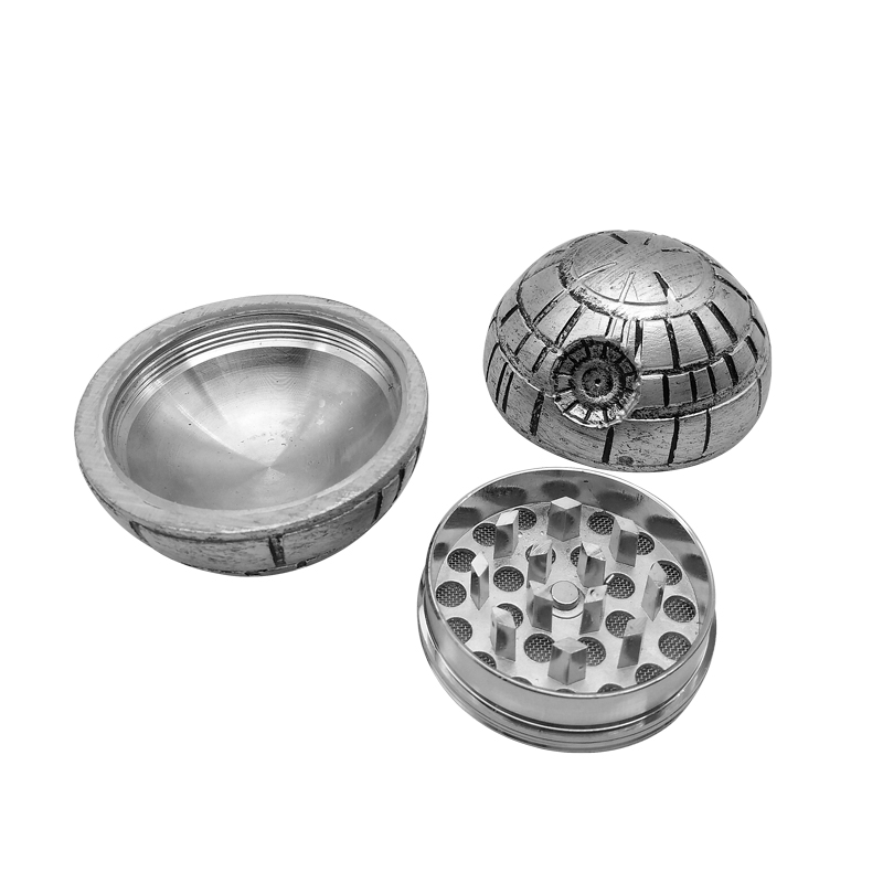 

New Style 3 Layer 50 MM Death Zinc alloy Herbal Herb Tobacco Grinder with a gift box
