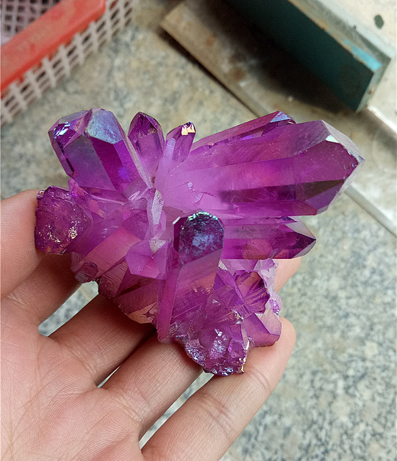 

120 g natural crystal cluster purple aura angel quartz crystal cluster reiki healing crystals Free shipping