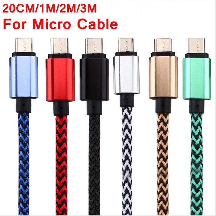 

20cm 1m 2m 3m metal Alloy Micro USB Data Sync Charger Cable Cord For Samsung for LG Cell Phone 2016, Please remark color