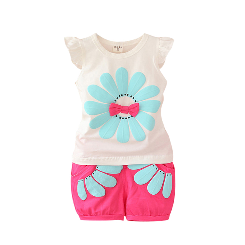 Vente en gros - 2017 Enddler Baby Girl Girl Vêtements Ensemble Ensemble de vêtements pour filles de tournesol Enfants Casual Suit Ensembles