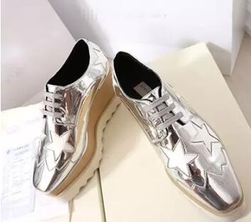 

new free shipping Stella Mccartney women Shoes Red Metallic Leather Wedge Platform Elyse Nina Platform, Black