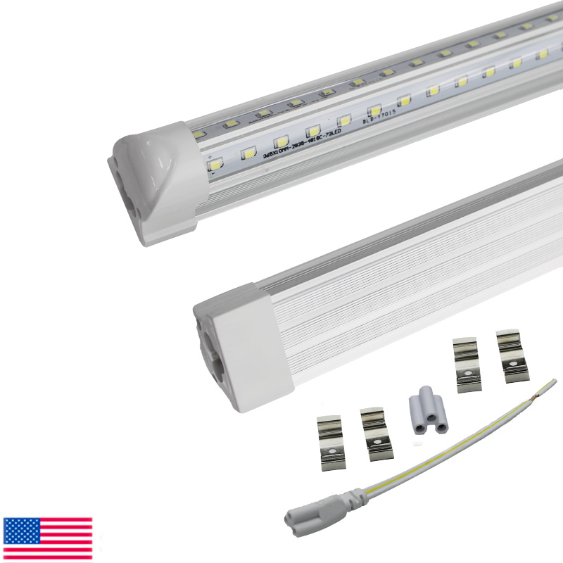 

V-Shaped 4ft 8ft Cooler Door Led Tube Lights T8 Integrated Led Tubes cold white 6000K clear frosted cover led light bulb