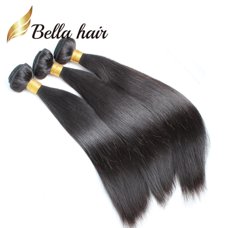 

Quality Remy Hair Malaysian 9A Silky Straight Human Hair Virgin Extensions 3/4 Bundles Black Wave, Natural color