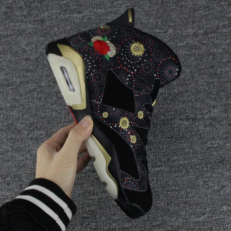

High Quality 6 6s Chinese New Year Basketball Shoes Men 6s CNY Peony Fireworks Embroidery Gold Clips Sneakers With Box