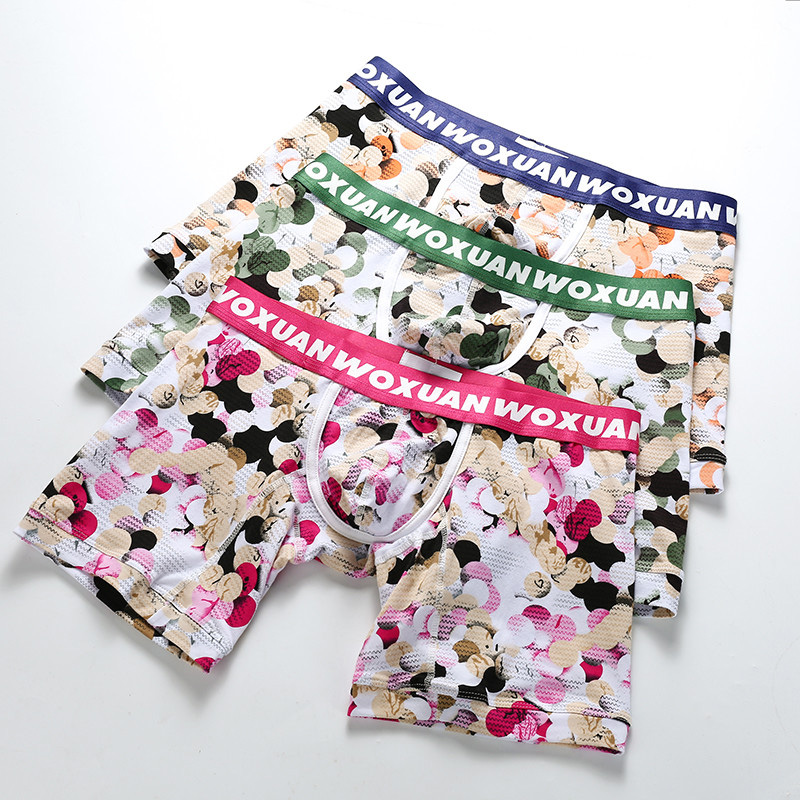 

Sexy Men Boxer Shorts Floral Printed Soft Panties Colorful Blue Green Red Underwear Male Boy Breathable Boxer Shorts Nylon Male Underpants