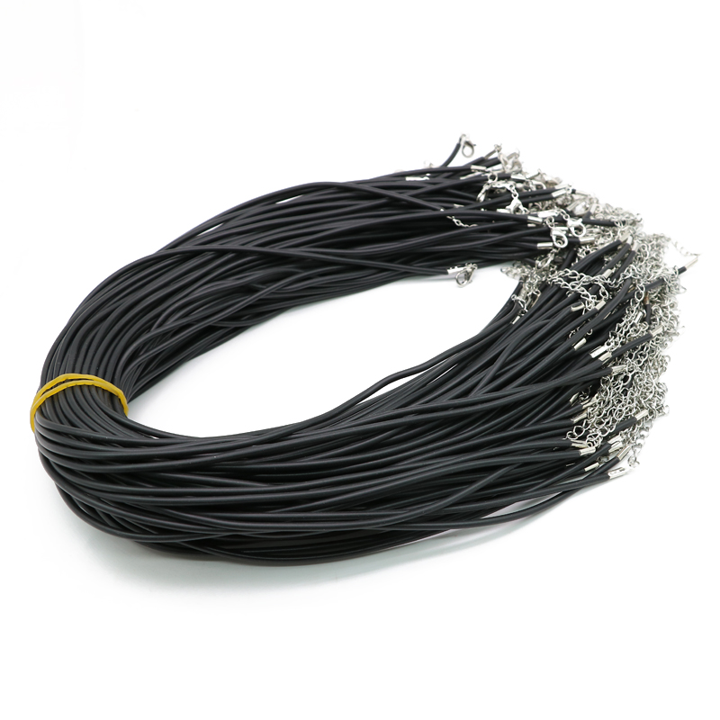 

Adjustable Black Necklace Environmental Nickel-free Rubber Cord Necklace 19inch with Lobster Clasp and 2inch Extender ZYN0012, White;red