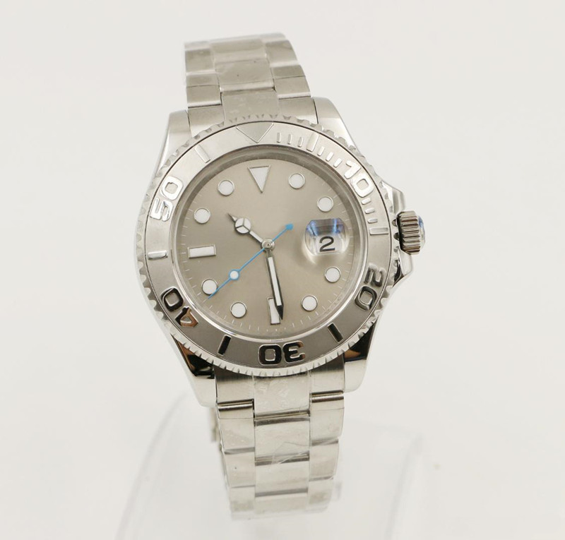 

2019 Grey Mens Watch Automatic Movement Stainless Steel Blue Dial Self-Wind Mechanical Original Clasp master Men Wristwatch