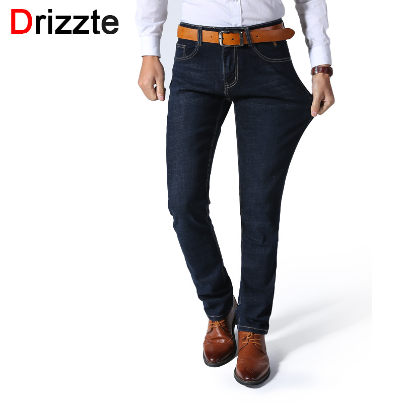 

Wholesale- Drizzte Mens Stretch Jeans Summer Lightweight Thin Denim Black Blue Slim Fit Dress Jeans, Blackblue