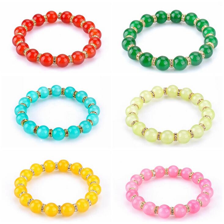 

Good A++ Ball beads imitation agate crystal handmade beaded bracelet FB313 mix order 20 pieces a lot Charm Bracelets