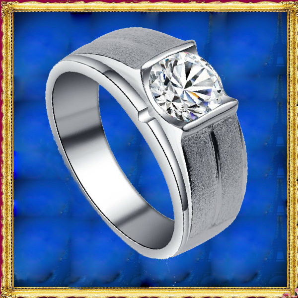 

Classical ForeverBeauty OX 1CT Solitaire Diamond Men's Rings With 925 Sterling Silver Plated White Gold Man Engagement Wed Grind Arenaceous Design Men Ring Ship