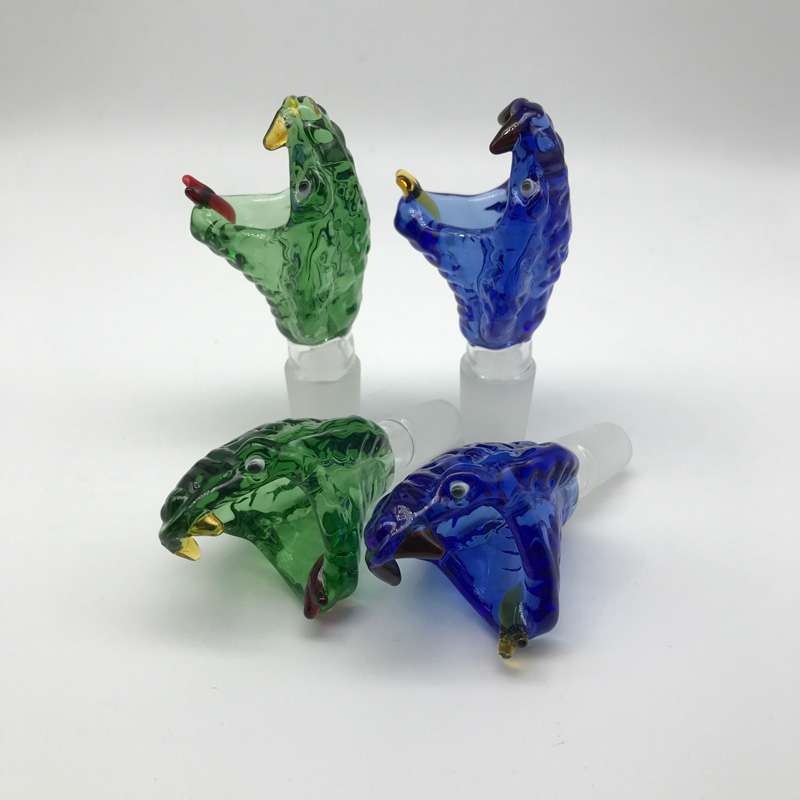 

New Snake Head Glass Bowls Heady Blue Green Male 14mm 18mm Glass Bong Bowls For Water Pipes Oil Rigs Glass Bongs