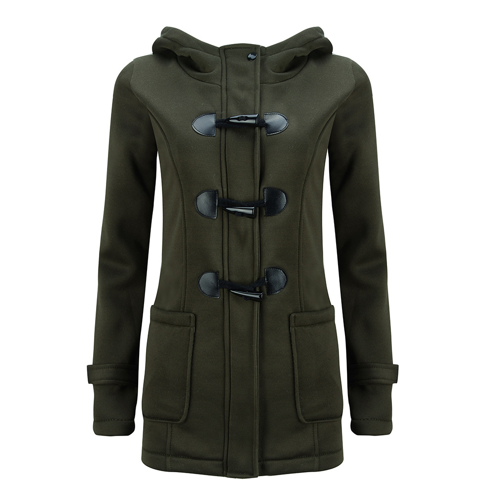 Wholesale- 2016 Autumn Winter Women Solid Hoody Long Zipper Pockets Hooded Coats Fleece Trench 10 Colors