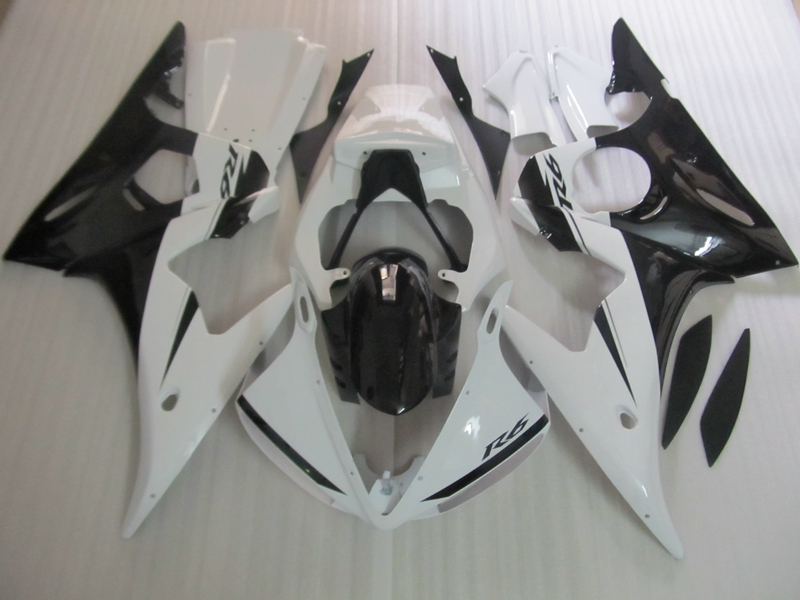 

High quality fairing kit for Yamaha YZF R6 03 04 05 white black fairings set YZF R6 2003 2004 2005 OT23, Same as picture