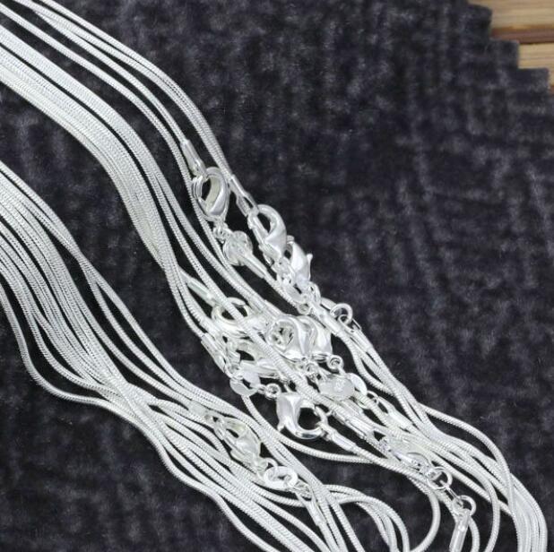 

Silver plated necklace, silver fashion jewelry Snake Chain 1mm Necklace 16 18 20 22 24 INCHES