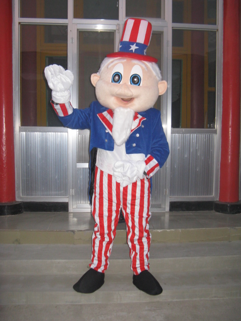 

high quality Real Pictures Deluxe Uncle Sam mascot costume Adult Size factory direct free shipping, Beige