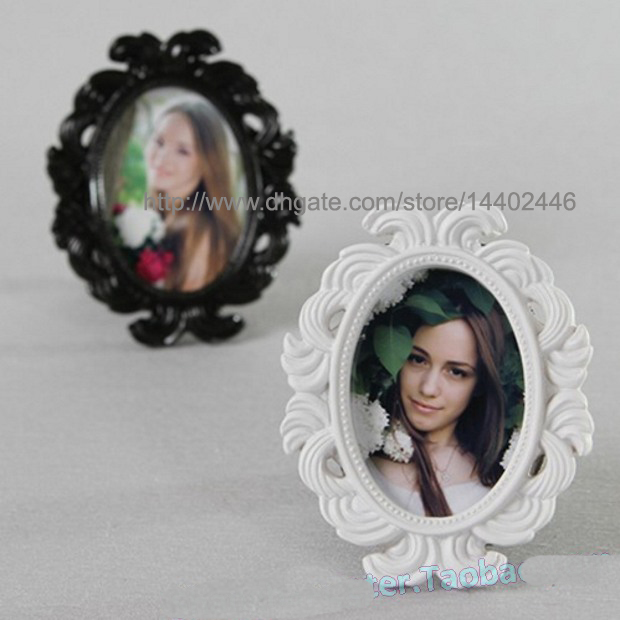 

50pcs legant Elliptical Baroque European Resin Place Card Holder Wedding Party Gift Favor Photo Frame favor Black White Color