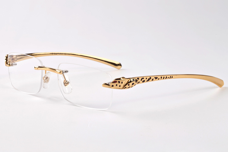 

new fashion mens sunglasses buffalo horn leopard drill pattern series glasses metal glasses bracket frameless mirror lens with original box