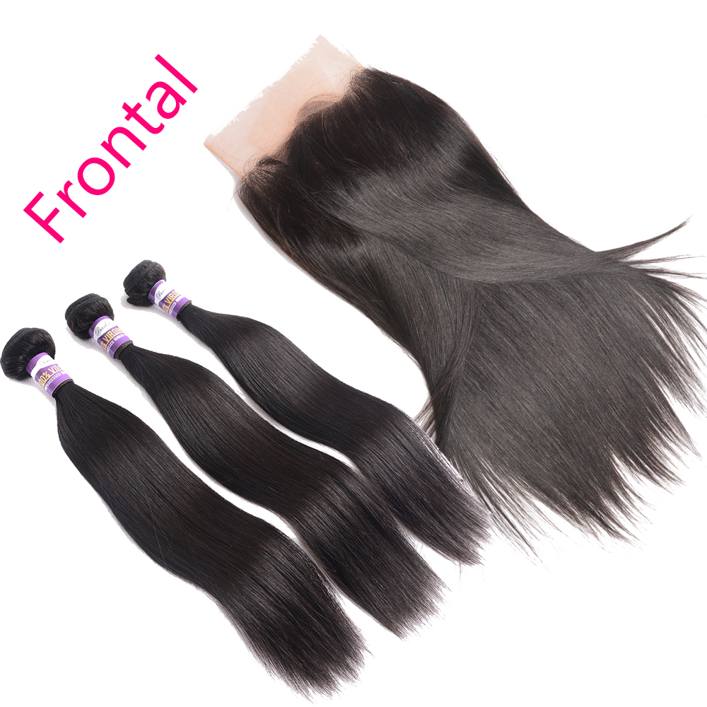 

13x4 Silky Straight Pre Plucked Lace Frontal Closure With Baby Hair Indian Remy Virgin Human Hair Lace Frontal With Bundles Free Shipping, Natural color