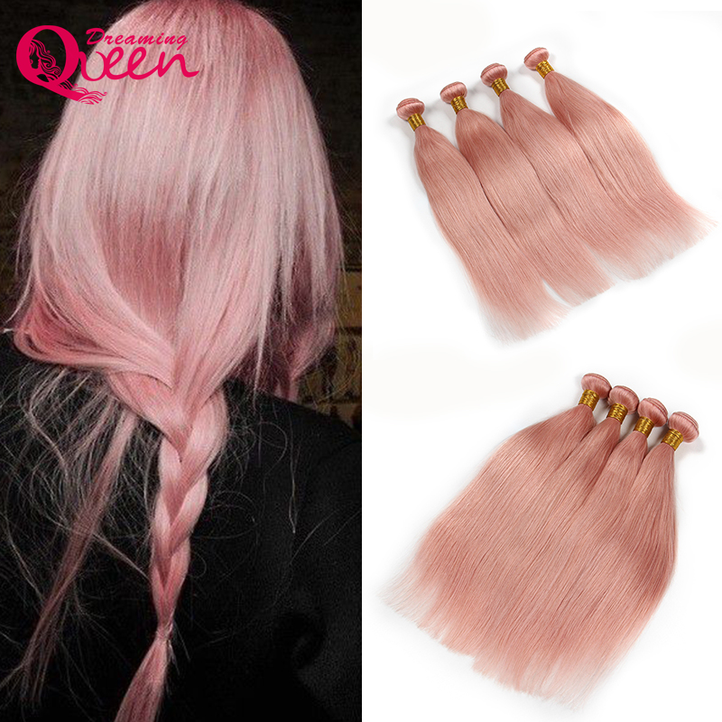 

Dreaming Queen Hair Solid Pink Ombre Brazilian Straight Virgin Human Hair Weave Bundles Peachy R Hair Extensions 3 Bundles Free Shipping