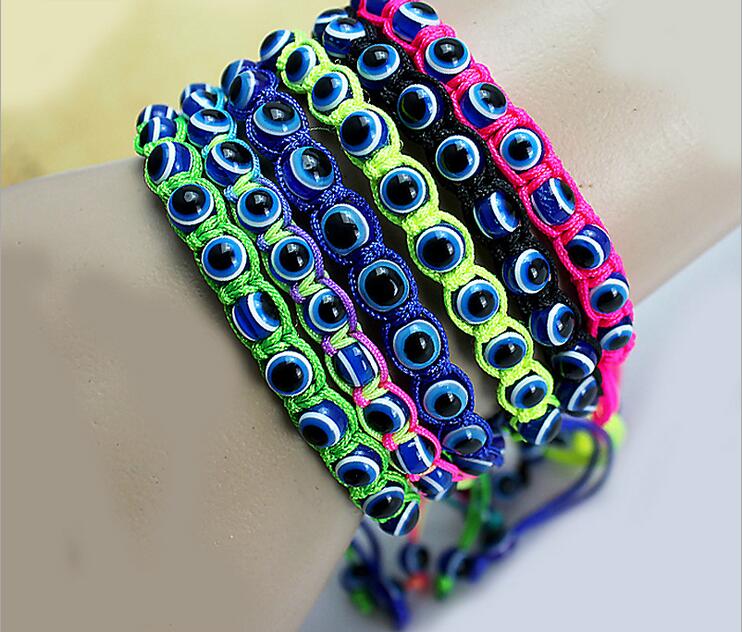 

Brand new Jewelry ornaments Fatima demon eye evil eyes multicolor bracelet FB014 mix order 20 pieces a lot Beaded, Strands