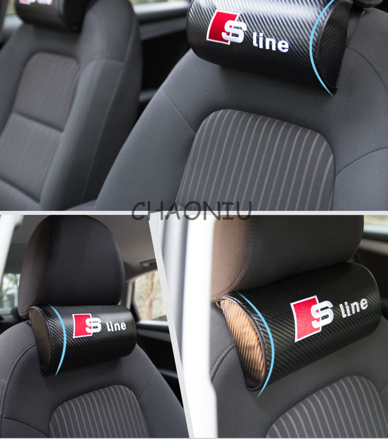 

car styling 2 PCS Breathe Car Auto Seat Head Neck Rest Cushion Headrest Pillow Pad For Audi S line A3 A4 A6 A8 Q5 R8 Q5 Q7 TT A5