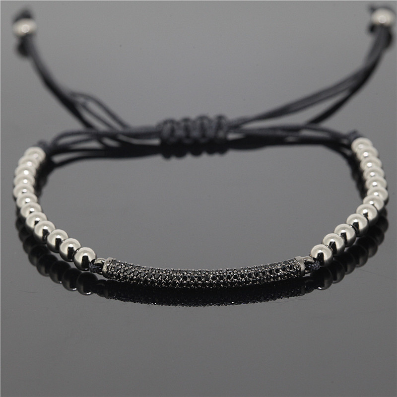 

Wholesale-1PC Fashion Anil Arjandas Micro Pave CZ Charm Men's Bracelets Famous Trendy Braiding Beads Macrame Bracelets Jewelry