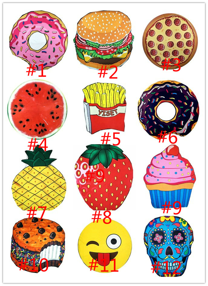 Round 3D Fruits Food Pattern Print Summer Swimming Ultrathin Boho Beach Towel UK