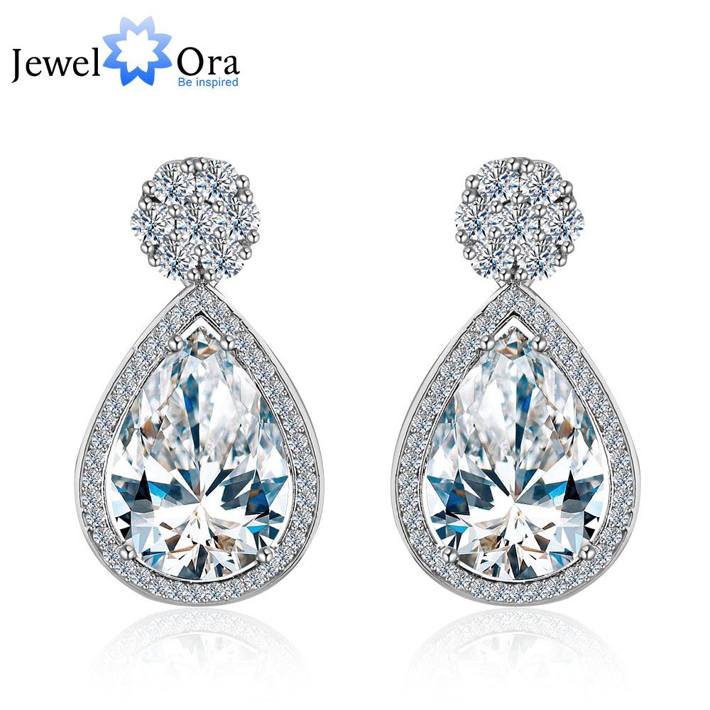 Cadeau de fête des mères accessoires boucles d'oreilles pendantes luxe zircon cubique mode mariage argent longues boucles d'oreilles pour les fem