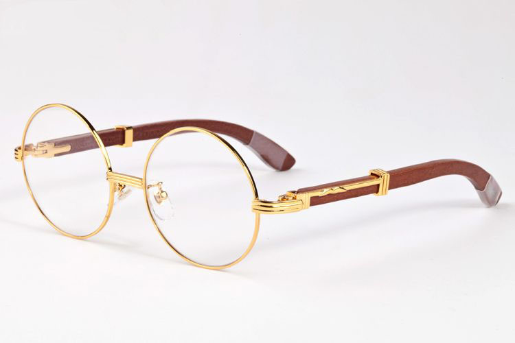 france paris fashion brand design full frame and rimless round plain mirrir glasses sunglasses men classic wooden buffalo circle eyewear