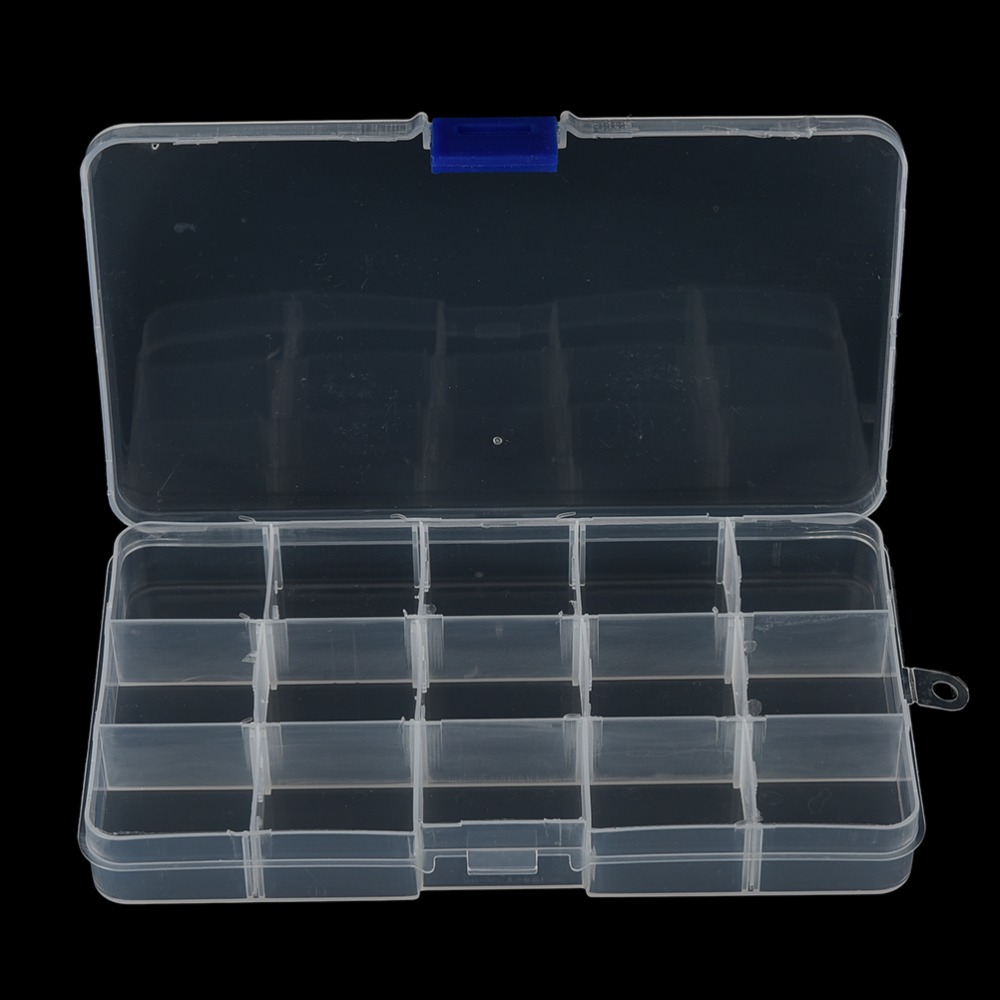 

1Pcs Convenient Fishing Lure Tool Case Tackle Boxs Plastic Clear Fishing Track Box With 15 Compartments Wholesale