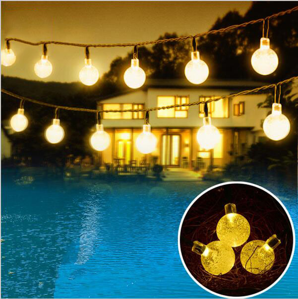 

6M 30 LED Crystal Ball Solar Powered Fairy Lights Holiday Christmas LED Solar String Lights for Outdoor Garden Fence Decoration