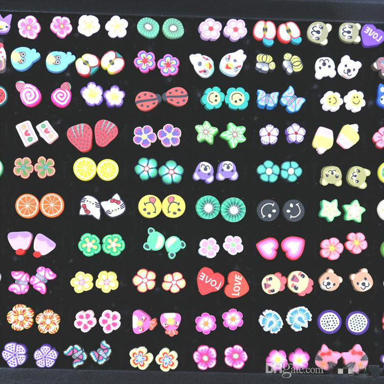 

new soft fruit flower shaped animal mix of cute cartoon small earrings wholesale