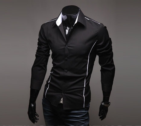 100% nouvelle robe de mode d'hommes T-shirt noir élégant Casual Hommes Chemises Muscle Slim Fit Chemises Camisa Masculina 3 couleurs 5 tailles