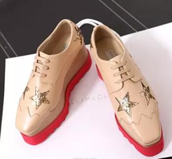 

new free shipping Stella Mccartney women Shoes Brown Metallic Leather Wedge Elyse Platform, Black