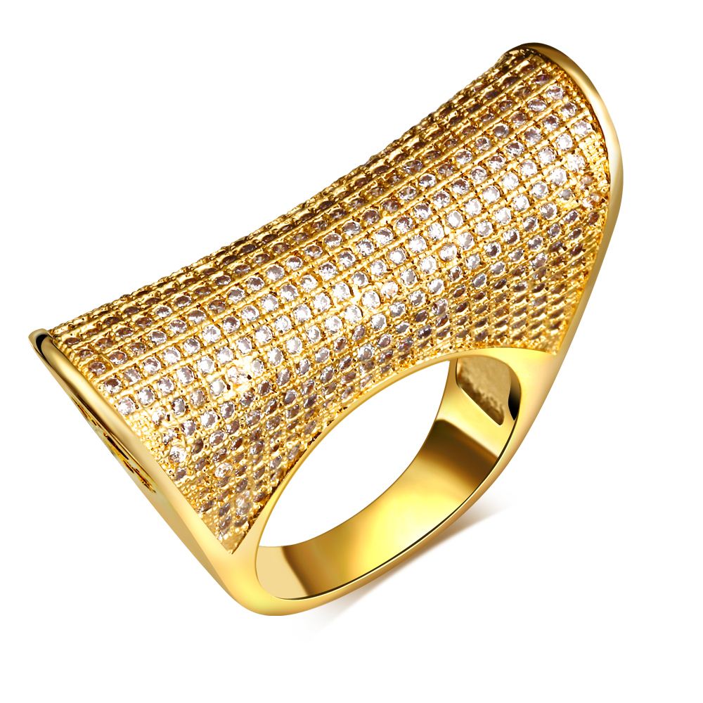 Nice Rings for party gold plated with cubic zircon crystal finger Ring high quality fashion jewelry Free shipment full size