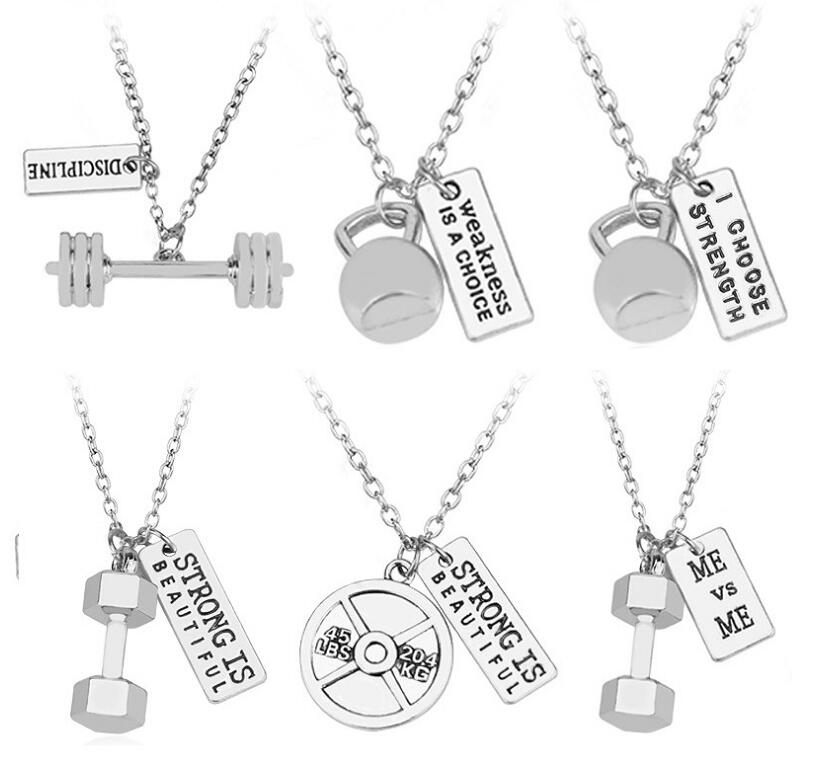 

New arrival Burst ME vs ME fitness exercise dumbbell barbell necklace pendant N599 (with chain) mix order 20 pieces a lot