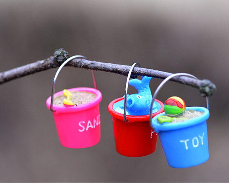 

9pcs Beach bucket miniature figurines terrarium bonsai resin craft fairy garden gnome Micro Landscape decoracion jardin