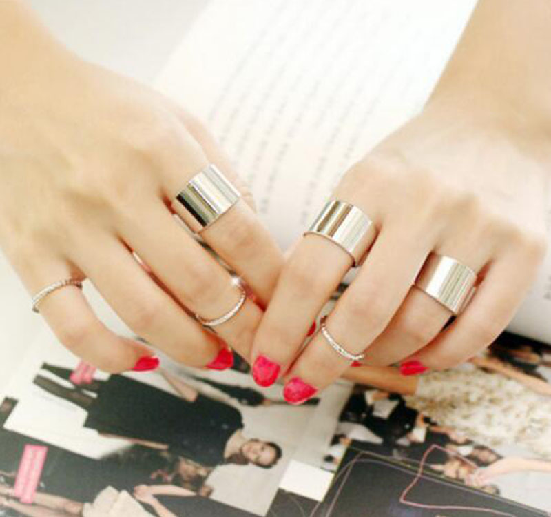 new 1 Set 6 pcs Punk Gold Stack Plain Mid Finger Knuckle Ring Jewelry free shipping