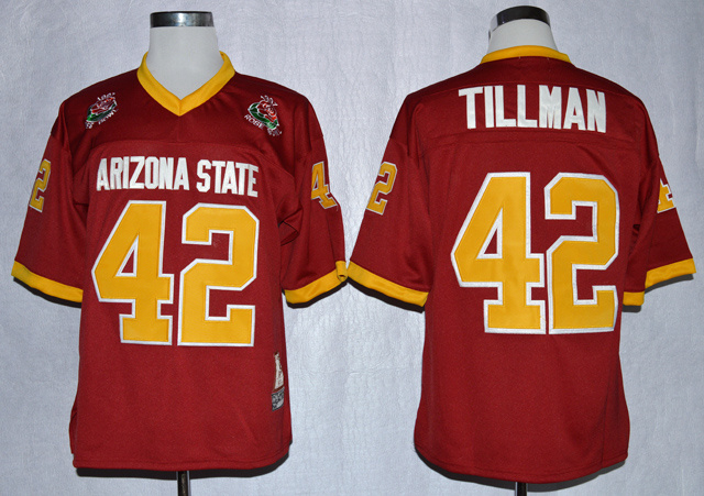 

1997 Rose Bowl Arizona State Sun Devis (ASU) Pat Tillman 42 College Football Jerseys Maroon Stitched Shirts Mens -XXXL, Red