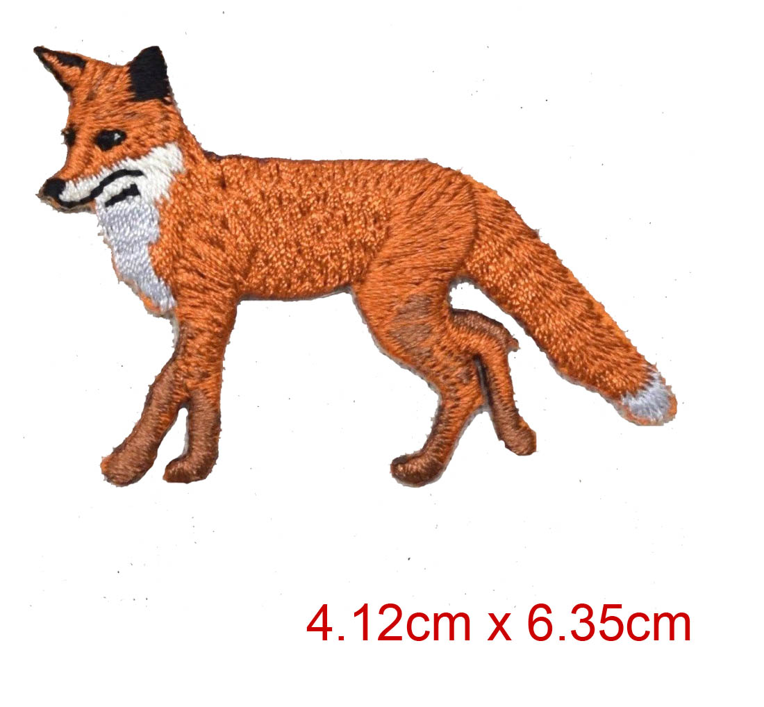 

Low Price Custom New Iron-On Applique Embroidered Patch Wild Red Walking Fox Facing Left free shipping, Black