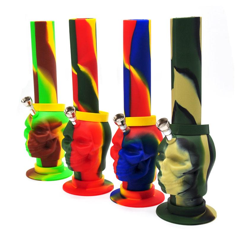 

New 260MM Portable Unbreakable Skull Silicone Smoking Bong Pipes Silicone Oil Rigs Shisha Hookah Smoking Water Pipes Tobacco Herb Pipe