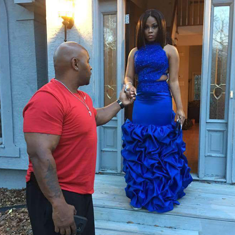 

Mermaid Royal Blue Evening Gowns for Girls Lace Appliques with Beaded Sparkly Evening Dresses Ruffles Skirt Backless Graduation Party Wear, Pink