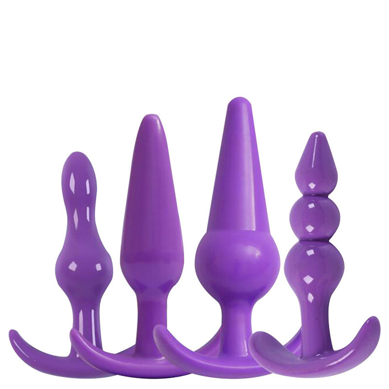 Purple Anal Sex Toy 4PCS / Set Butt Bouchons Produits pour femmes et hommes Silicone Anus Toys