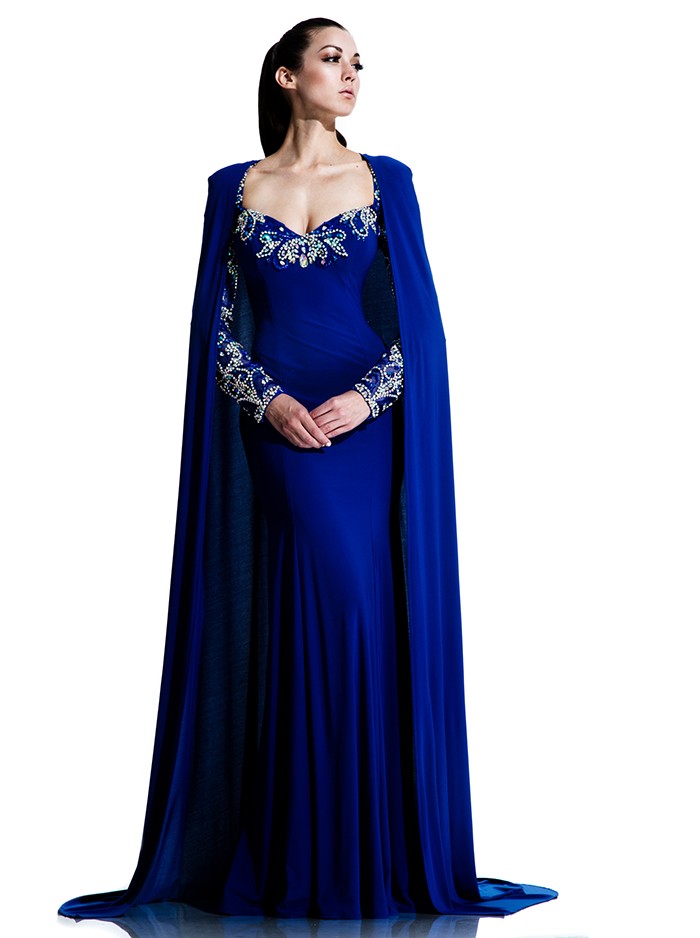 

Royal Blue Mermaid Dubai Cape Evening Dress 2021 Party Sexy Long Sleeve Saudi Arabic Prom Dresses Sweep Train Formal Pageant Gowns, Green