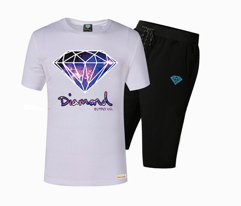 X61486 Livraison Gratuite Nouvelle Arrivée Diamond Fourniture Color Support Mens T-shirts + Set Court Set Style de lettre colorée