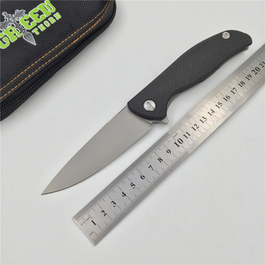 

Green thorn 95 Hati bearing Flipper folding D2 blade carbon fiber Titanium handle camping hunting outdoor fruit Knives EDC tools