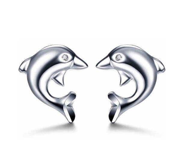 Los niños pendientes aretes dulce delfin plata 925