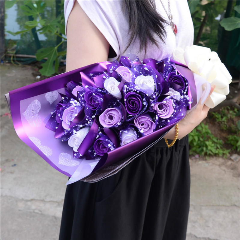 

21pcs/box Soap Rose Flower Bouquet Gift for Valentine's Day Birthday Mother's Day Gift, Red