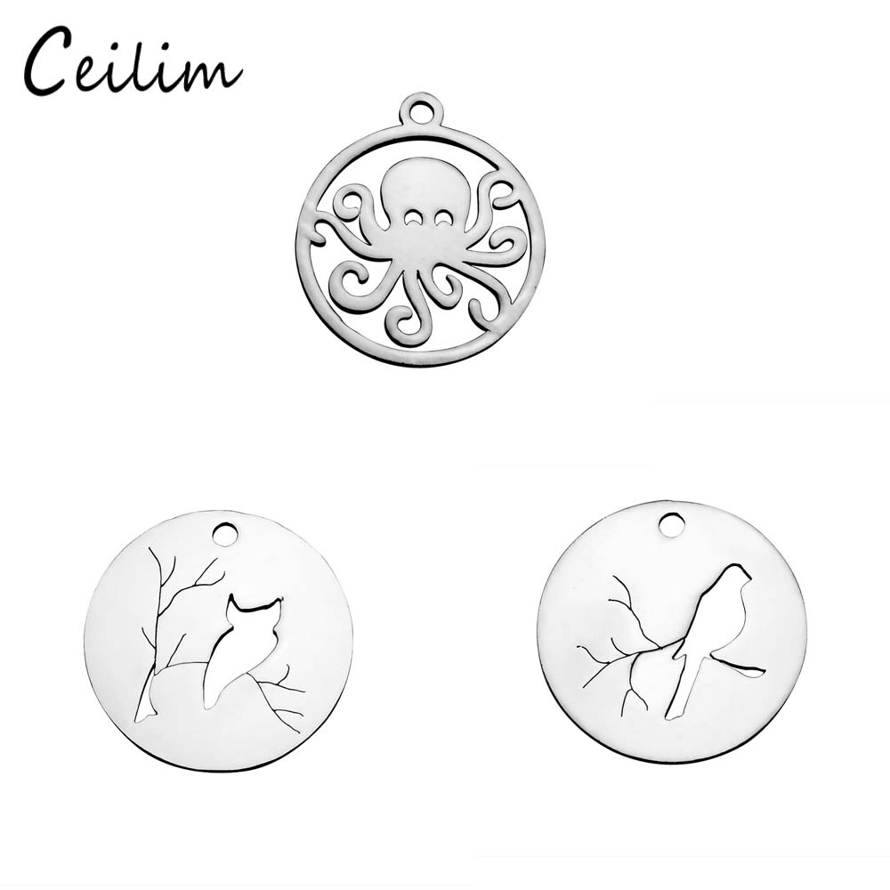 

Animal Charm Pendants Set - Octopus, Bird, Owl: DIY Stainless Steel Jewelry Making Supplies